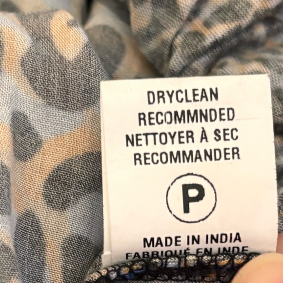 BL^NK Anthropologie Moira Ruffled Peplum Leopard Print Top, Blue Brown Black, L - Picture 8 of 8